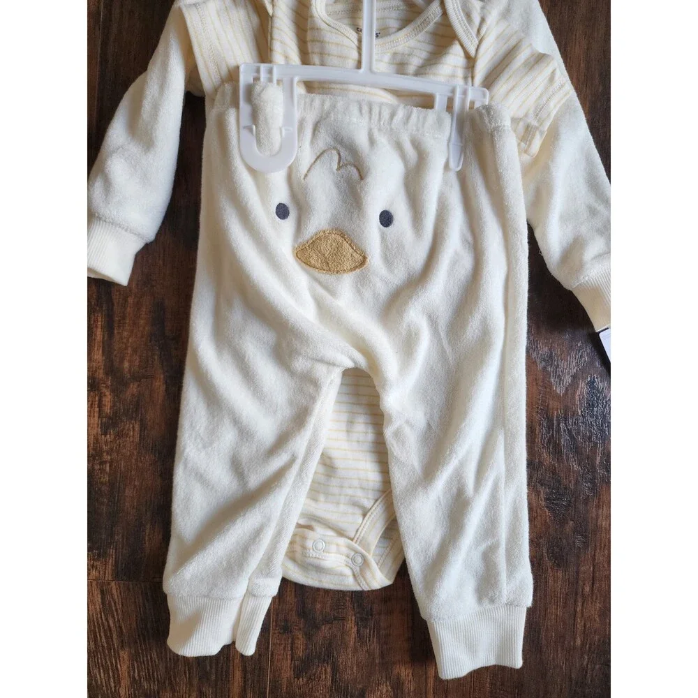 CARTERS Baby 3-Piece Duck Little Cardigan Set - Ivory, Hoodie Bodysuit Pants 12M